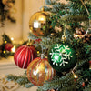16Pcs Stripes & Snowfall Red & Green Christmas Tree Oranments