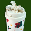 Christmas Tree & Bear Cupcake, Xmas Themed Stainless Steel Coffee/Water Tumbler Bottle | 500Ml With Free Cleaning Brush