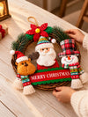 14 Inches Trio Santa, Reindeer & Snowman Wreath for Wall & Door hanging Home Décor