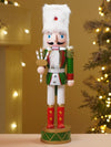 15 Inches White Fur Hat Wooden Drummer Nutcracker Christmas Table Décor
