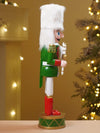 15 Inches White Fur Hat Wooden Drummer Nutcracker Christmas Table Décor