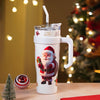 White Santa Vacum Insulated Stainless Steel Tumbler With Lid And Stainless Steel Straw | 1.2 Litres