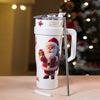 White Santa Vacum Insulated Stainless Steel Tumbler With Lid And Stainless Steel Straw | 1.2 Litres
