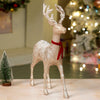 2Pcs White Sequence Gold Reindeer | 18 Inches & 15 Inches