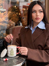 White Christmas Tree Ceramic Hot Chocolate and Coffee Christmas Mug with 3D Spoon