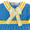 Blue & Mustard Big Bow & Stripes Sailor Neck Winterwear Frock