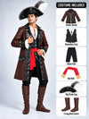 Classic Carribean Pirate, Adult Halloween Costume Fancy Dress Up