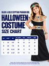 Black & Gold Egyptian Pharaoh Girl, Kids Halloween Costume Fancy Dress Up