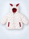 Cream & Brown Bunny Mushroom Quilted Hooded Winter Jacket for Kids