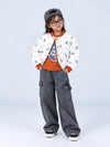 Ivory & Brown Plane Quilted Bomber Winter Jacket for Kids