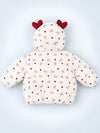 Cream & Maroon Heart Teddy Quilted Hooded Winter Jacket for Kids