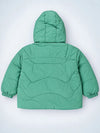 Mint Green Dino-Themed Quilted Hooded Winter Jacket for Kids