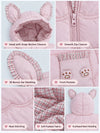 Peach Bunny-Themed Quilted Hooded Sleeveless Winter Jacket for Kids