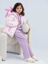 Pink Bunny Flower Quilted Hooded Winter Jacket for Kids
