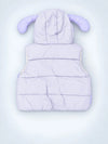 Purple Polka Dots Cute Character-Themed Quilted Hooded Sleeveless Winter Jacket for Kids