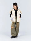 Yellow Polka Dots Cute Character-Themed Quilted Hooded Sleeveless Winter Jacket for Kids