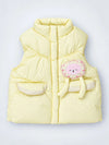 Yellow Teddy Puffer Sleeveless Winter Jacket for Kids