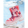 Pink Camouflage Waterproof Winter Snow Boots With Metal Cleats For Minus Degree Icy Terrains
