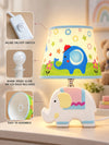 Blue Ceramic Elephant side Bed Table Lamp, Kids Room Decor