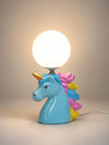 Blue ceramic Unicorn Moon, side Bed Table Lamp, Kids Room Decor