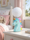 Blue ceramic Unicorn Moon, side Bed Table Lamp, Kids Room Decor