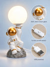 Golden Astronaut Holding Moon, side Bed Table Lamp, Kids Room Decor