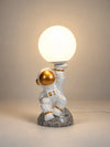 Golden Astronaut Holding Moon, side Bed Table Lamp, Kids Room Decor
