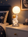Golden Astronaut Holding Moon, side Bed Table Lamp, Kids Room Decor