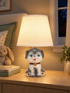 Grey ceramic Dog side Bed Table Lamp, Kids Room Decor