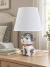 Grey ceramic Dog side Bed Table Lamp, Kids Room Decor
