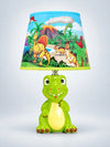Green ceramic Dino Table side Bed Table Lamp, Kids Room Decor