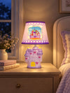 Purple Princess ceramic Castle side Bed Table Lamp, Kids Room Decor