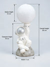 Silver Astronaut Holding Moon, side Bed Table Lamp, Kids Room Decor