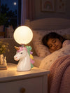 White ceramic Unicorn Moon, side Bed Table Lamp, Kids Room Decor