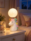 White ceramic Unicorn Moon, side Bed Table Lamp, Kids Room Decor