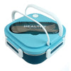 Blue & White Rounded Square Stainless Steel Lunch Box