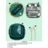 Green & Yellow Rounded Square Stainless Steel Lunch Box