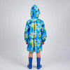 Blue Color Pop Car Print Knee-Length Raincoat for Kids