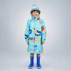 Blue Sunshine Doodle Knee-Length Raincoat for Kids