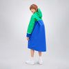 Blue & Green Colour-Block Knee-Length Raincoat for Kids & Teens