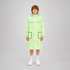 Green Pocket Patch long Length Raincoat for Kids & Teens