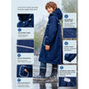 Navy Blue Pocket Patch long Length Raincoat for Kids & Teens