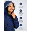 Navy Blue Trench Coat Style Raincoat for Kids & Teens