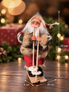 Red & Green Knitted Skiing Santa Christmas Tree Ornament