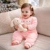 Peach 3Flower Winter Full Sleeves Jumpsuit Romper