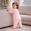 Peach 3Flower Winter Full Sleeves Jumpsuit Romper