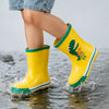 Mr. Yelosaur Stripe , Flexible Rubber Rain Gumboots for Toddlers and Kids