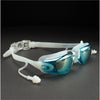 Shiny Blue Eyelid Style Anti Fog UV Protection Leakproof Design Swim Goggles