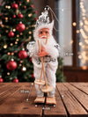 Silver Sequin Skiing Santa Christmas Tree Ornament
