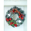 Checkered Bow Cotton buds and bushy Florals artificial christmas Wreath | 15 Inches